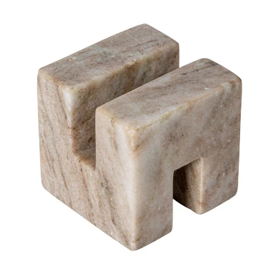 Storied Home Contemporary Marble Cookbook Stand, Beige
