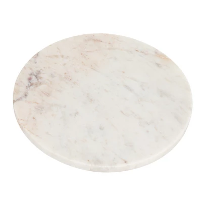Storied Home Large Round Marble Charcuterie or Cutting Board, White