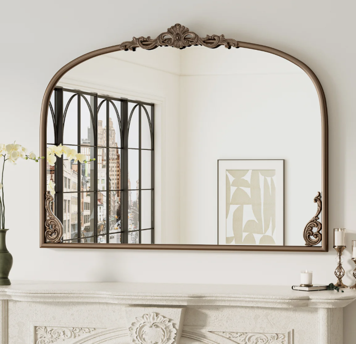 Fleur De Lis Living Kalie Arched Baroque Wall Mirror