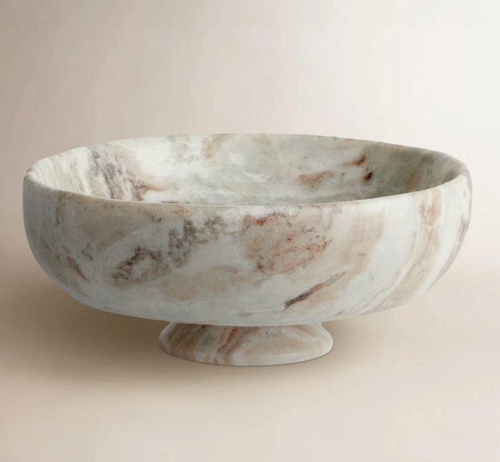 Orren Ellis Brunello Brown And White Marble Decorative Footed Bowl