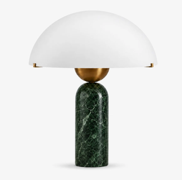 George Oliver Natural Stone Table Lamp Mid Century Modern Dome Mushroom Lamp With Travertine Base And Frosted Glass Shade Minimalist Bedside Nightstand Light For Bedroom Living Room 145 Height