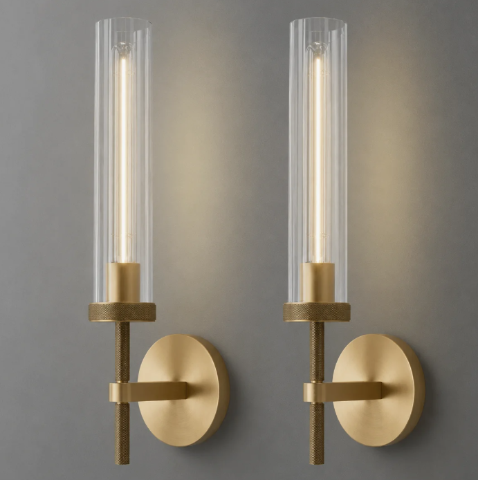Mercer41 Koutarou 1948 Dimmable Tube Wall Sconces Solid Copper Base Sconces Wall Lightingbulbs Included