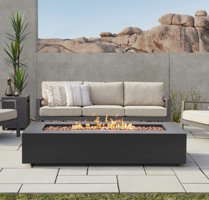 Real Flame Aegean Powder Coated Steel Outdoor Fire Pit Table Jf