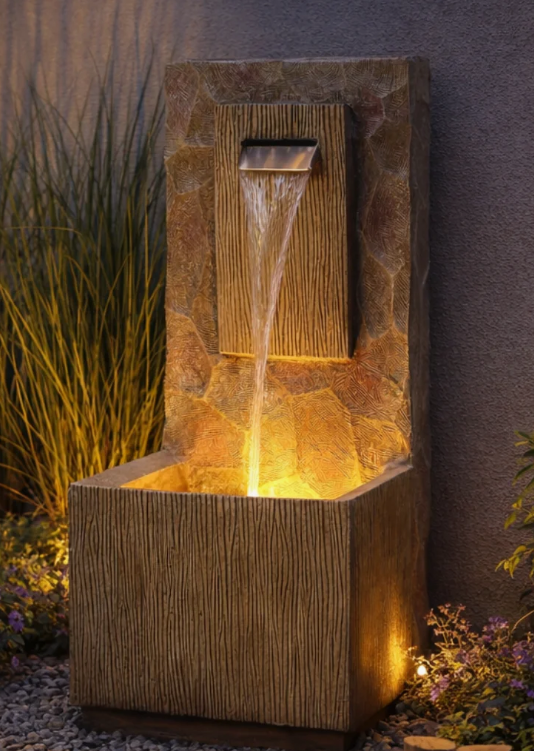 Brayden Studio Outdoor Waterfall Fountain With Led Light
