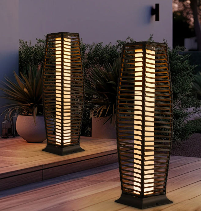 Allmodern Freida Solar Powered Wicker Floor Lamp Set Of 2