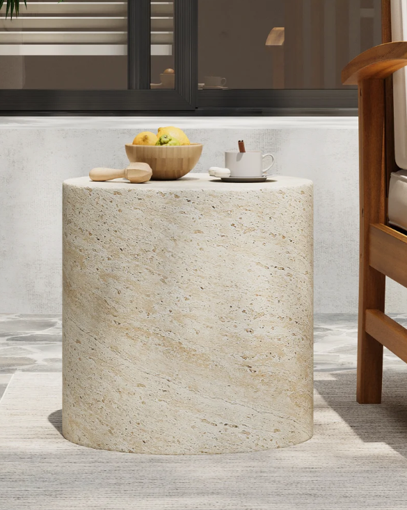 17 Stories Belsy Light Weight Concrete Outdoor Side Table Smooth Cylindrical Design