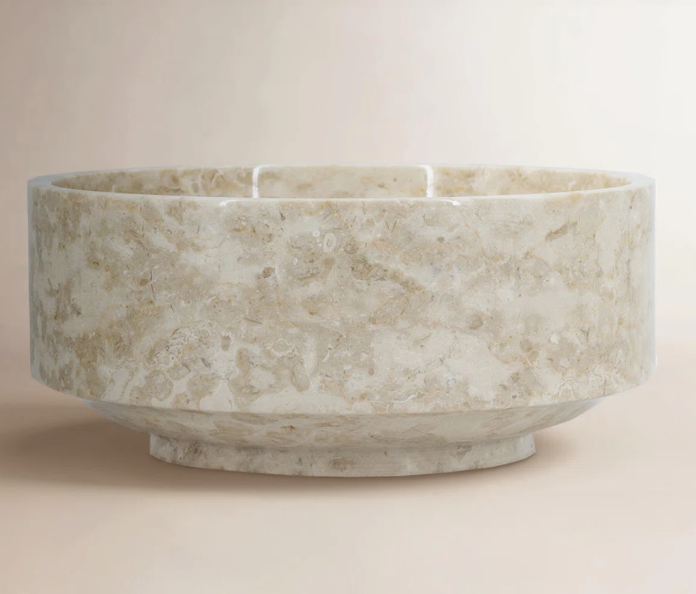 Joss Main D95x45 Decorative Cream Marble Bowl With Raised Edges