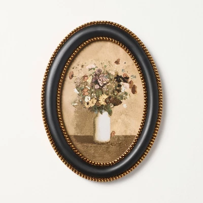 Black and Brass Oval Framed Floral Wall Art - Hearth & Hand™ with Magnolia