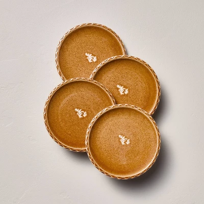 Set of 4 6.5" Pinched Edge Stoneware Appetizer Plates Gold - Hearth & Hand™ with Magnolia
