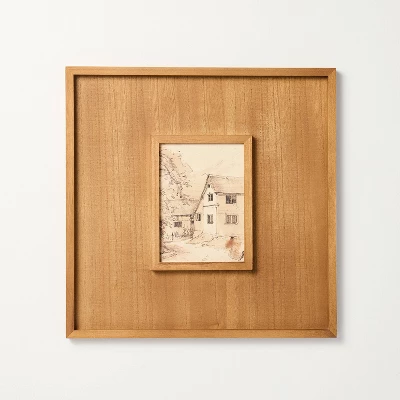 16"x16" Sketched Cottage in Wood Matte Frame Wall Art - Hearth & Hand™ with Magnolia