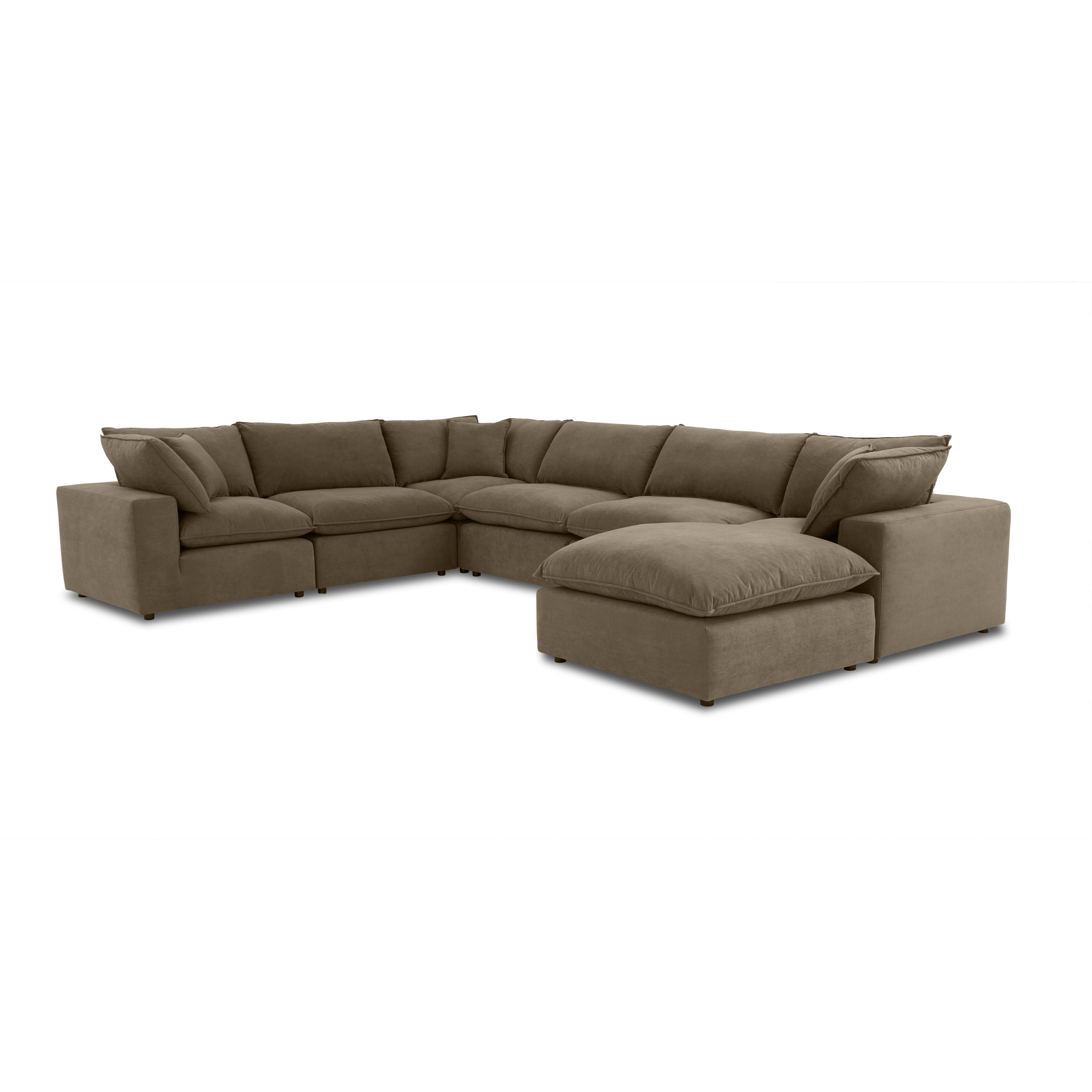 Ebern Designs Hadleigh Chocolate Brown Performance Velvet Modular Large Chaise Sectional | Wayfair