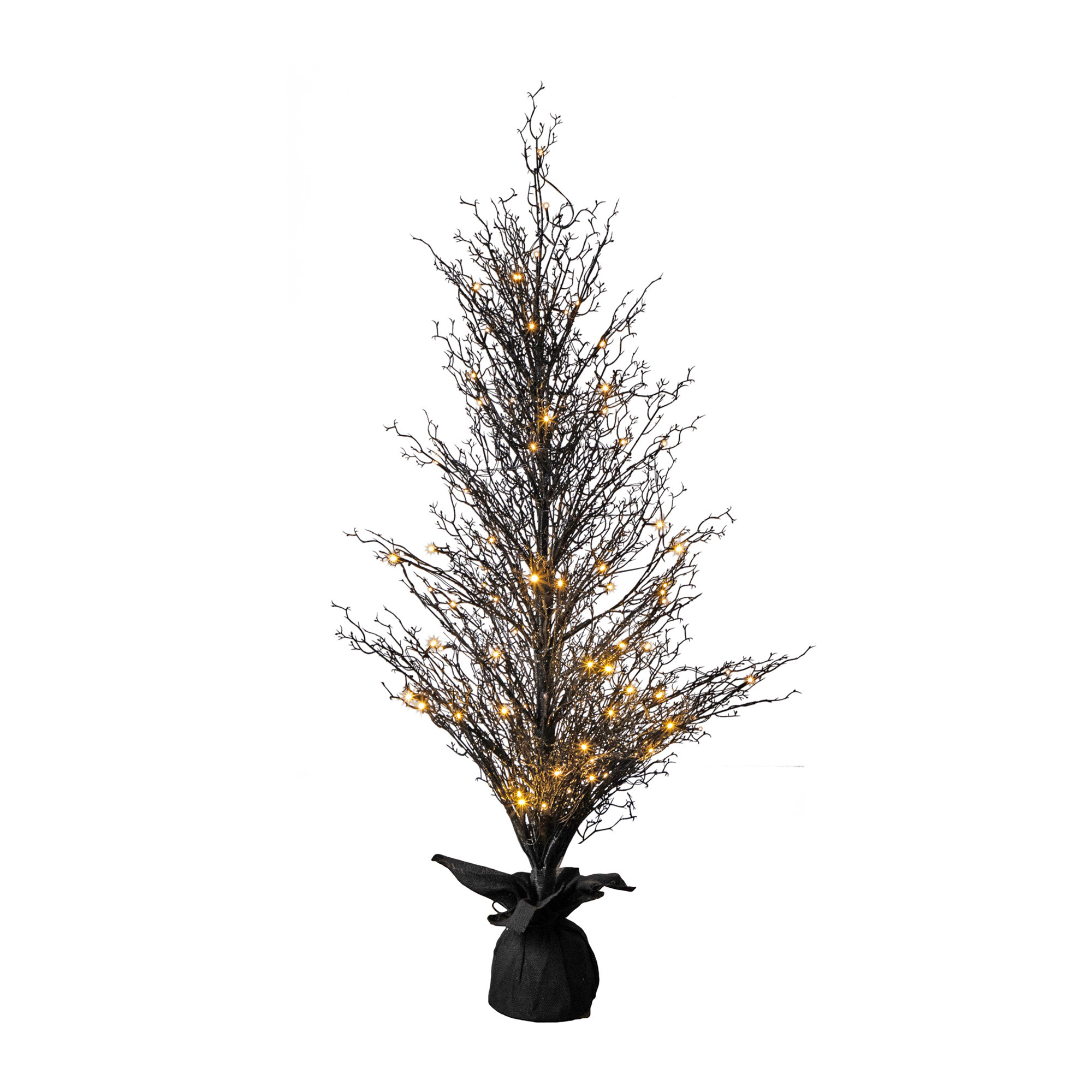 Birch Lane™ Pre-Lit Halloween Black Twig Artificial Fall Tree in Burlap Planter & Reviews | Wayfair