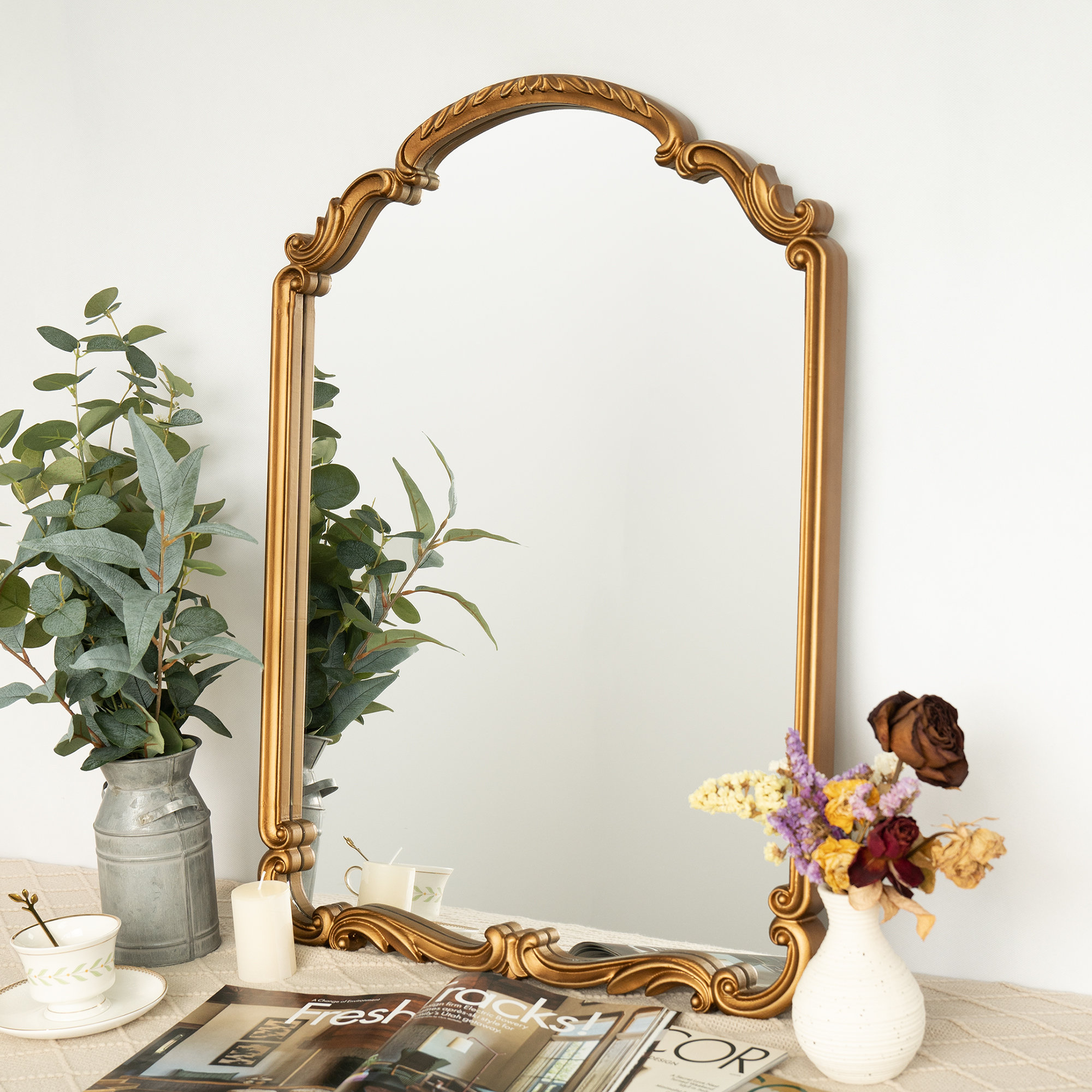 House of Hampton® Ahnaish Ornate Shatterproof Arch Wall Mirror & Reviews | Wayfair