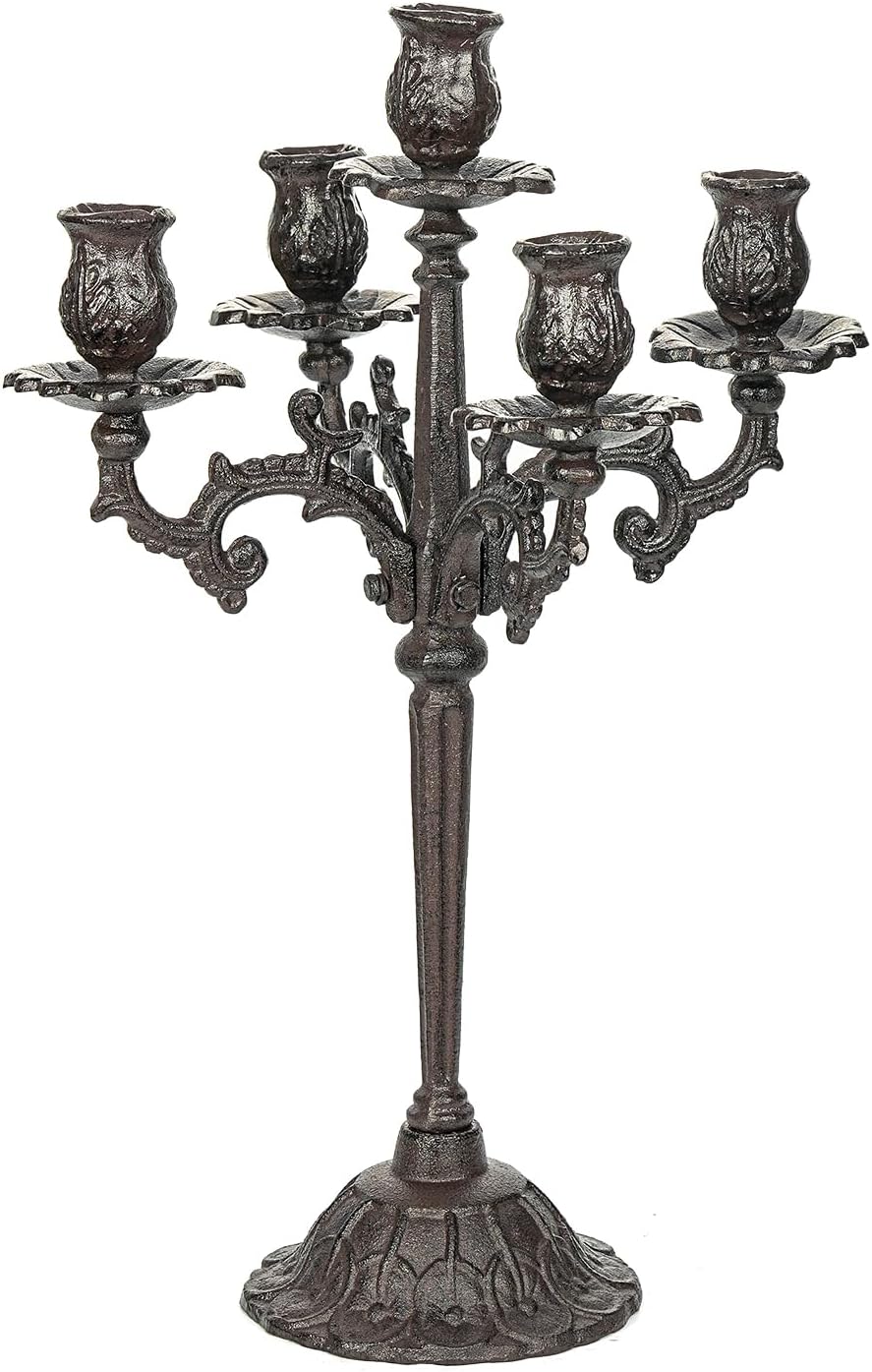 Amazon.com: Sungmor Cast Iron Candlestick Holders - 17Inch Tall & 5 Arms | Decorative Pillar Candle Stand for Christmas Birthday Wedding Home Party : Home & Kitchen