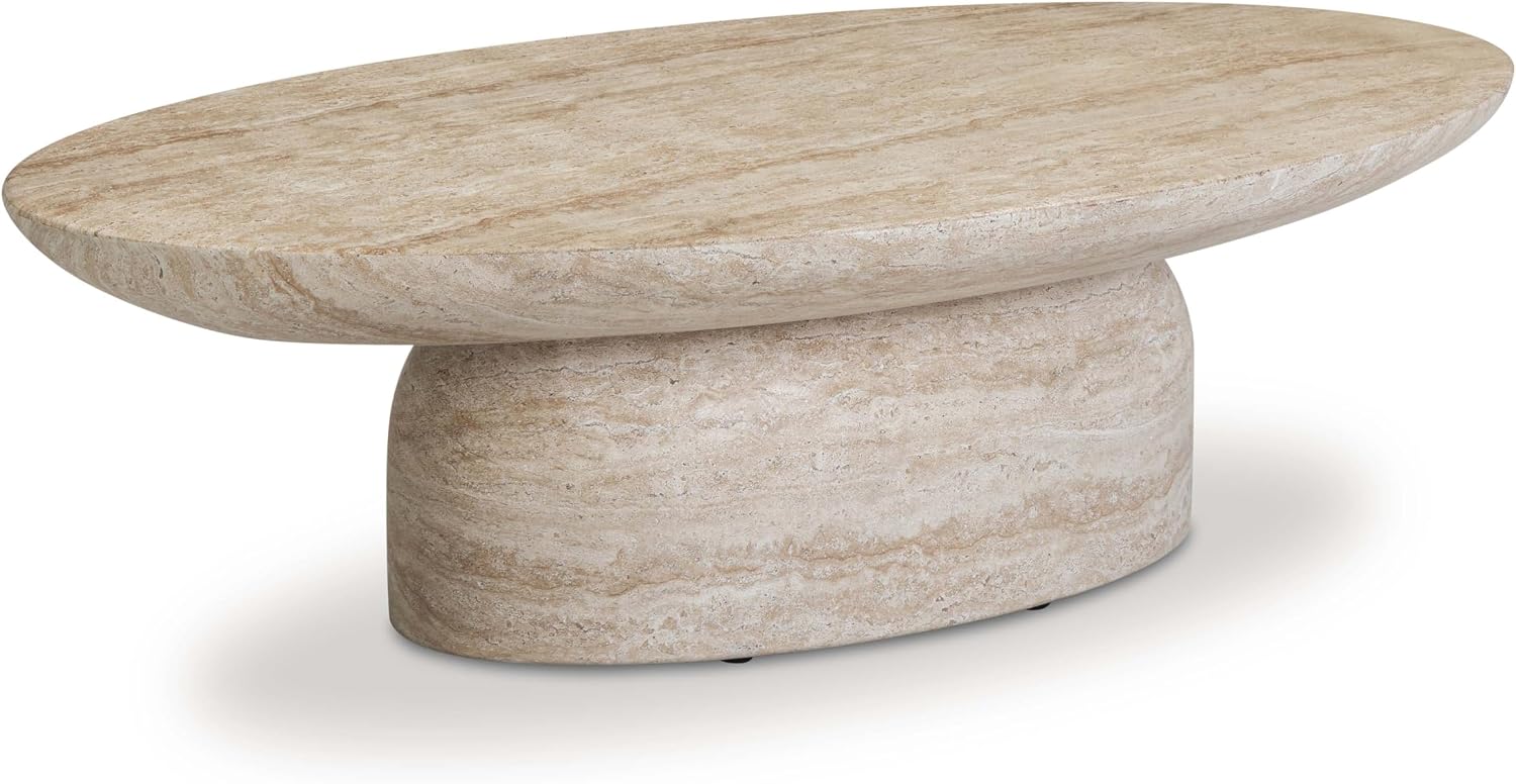 Amazon.com : Tov Furniture Sonia Faux Travertine Indoor/Outdoor Concrete Coffee Table : Patio, Lawn & Garden