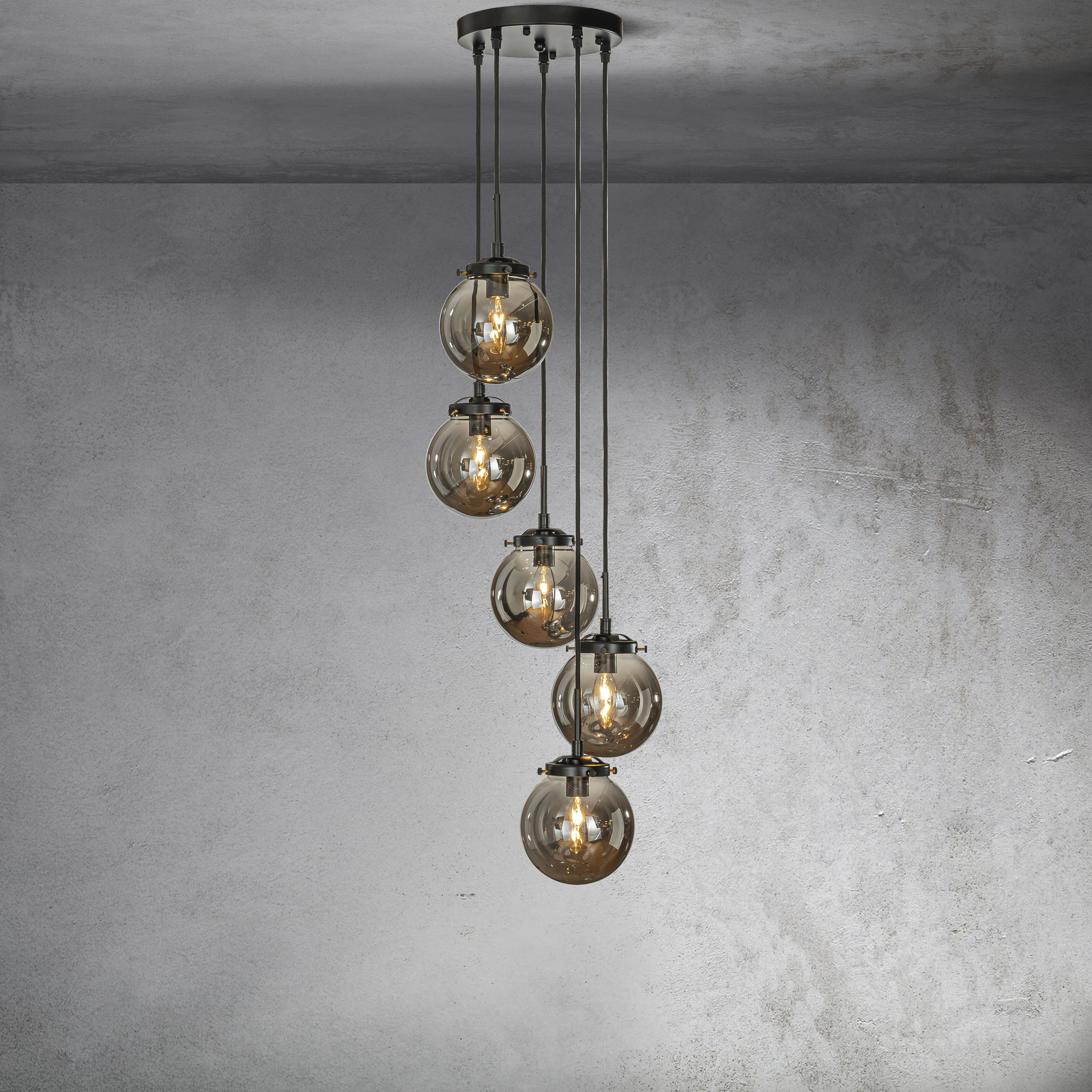 Everly Quinn 5-light Modern Globe Pendant Chandelier With Glass Shades For Stairwell Or Entryway | Wayfair