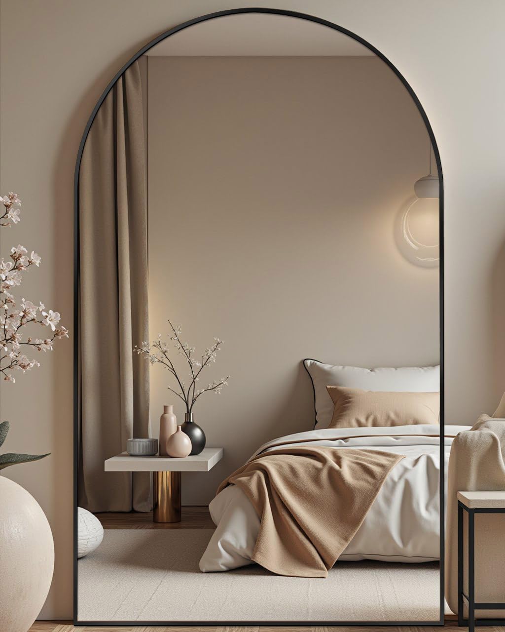 Amazon.com: DMWOODFL 81"x41" Black Arched Full Length Mirror - Extra Large Floor/Wall Mounted, Shatterproof Glass & Aluminum Frame with Stand for Bedroom, Living Room, Entryway : Home & Kitchen