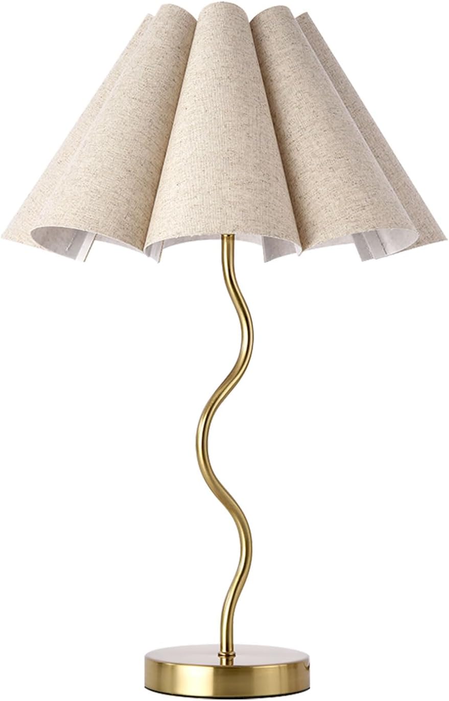 KUNJOULAM Small Table Lamp, Bedside Nightstand Light, Morden Desk Lamp,Gold | Umbrella Form Fabric Lampshade, Metal Base, E26 Bulb Base, Decoration for Living Room Bedroom Home Office, Bulb Not Included - Amazon.com