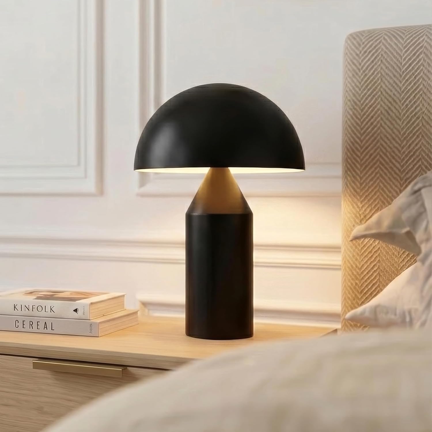 Brightech Venus 14" Globe Table Lamp – Modern Mid-Century Lamp with Golden Metal Shade – Nightstand, Bedside, Desk & Accent Table Lighting for Bedroom, Living Room & Office Décor - Black - Amazon.com