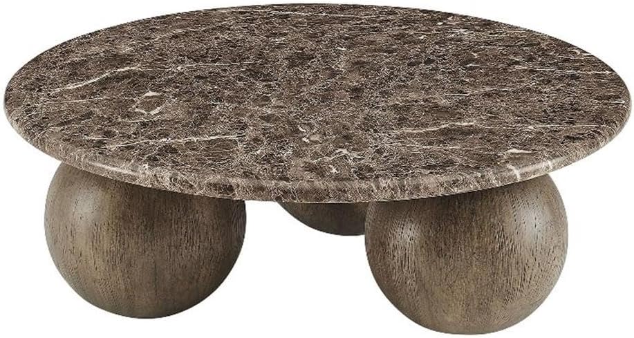 Amazon.com : Modway Pietra Modern Sculptural Indoor/Outdoor Round Coffee Table in Dark Emperador Marble – Faux Marble Top with Three Ball Pedestal Legs – Contemporary Round Accent Table : Patio, Lawn & Garden