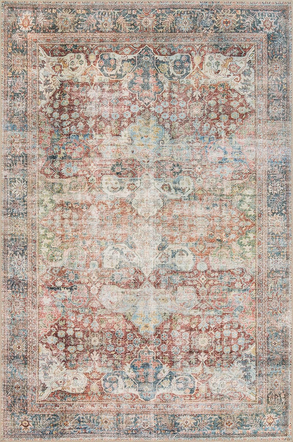 Amazon.com: Loloi Loren Brick/Multi 8'-4" x 11'-6" Area Rug | LQ-14 Printed Approx. 8x12 Red Living room Dining room Bedroom, Vintage Inspired, Timeless, Classic, Textured, Area Rug : Beauty & Personal Care