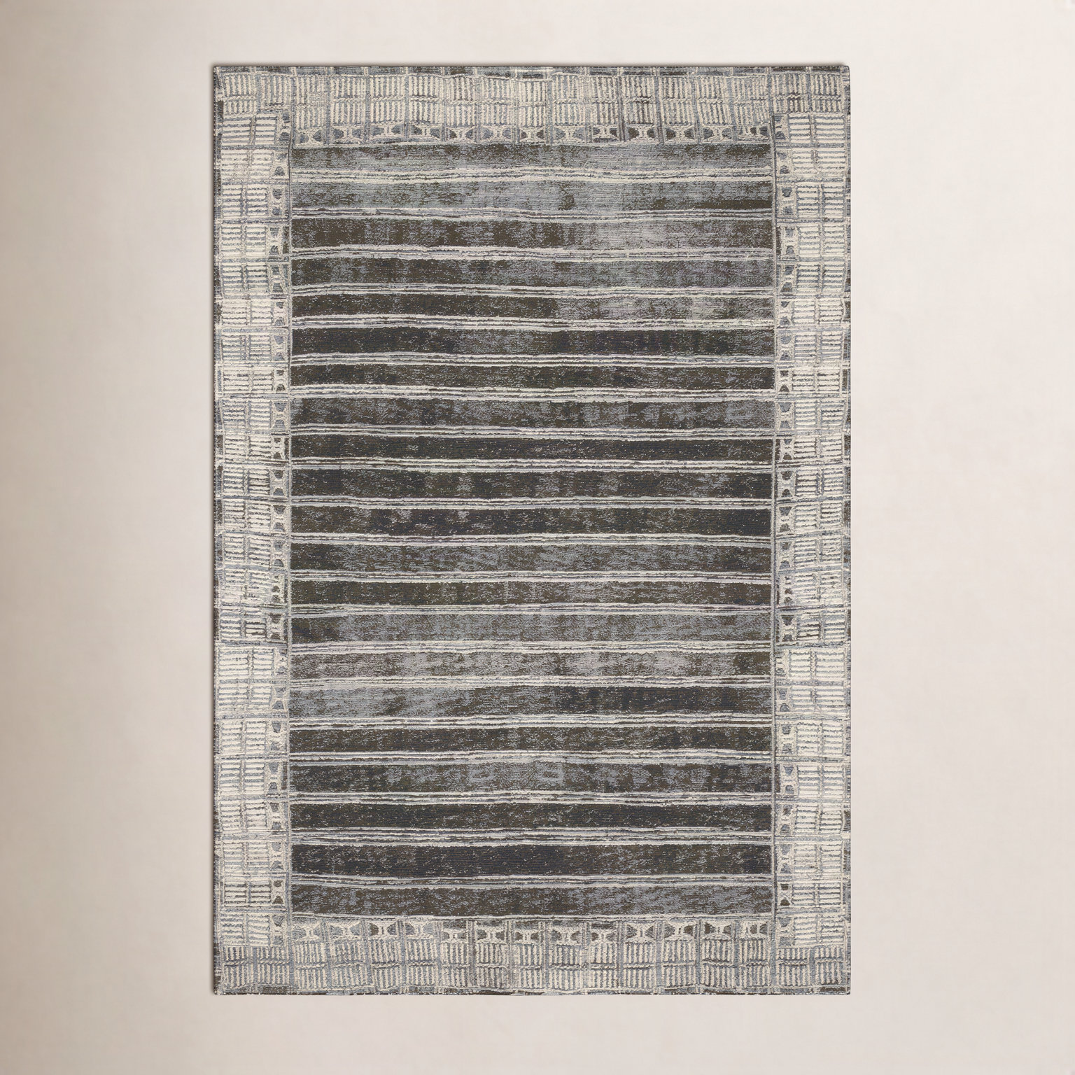 Joss & Main Boden Striped Charcoal/Ivory Indoor / Outdoor Area Rug