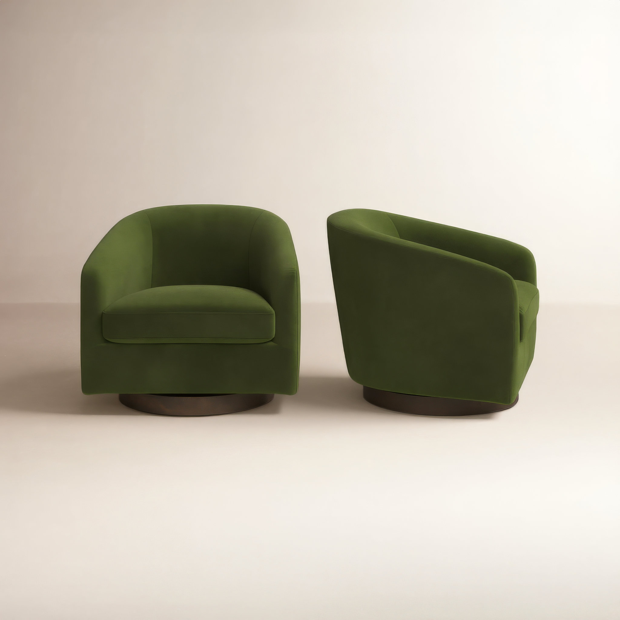 AllModern Bennett Upholstered Swivel Barrel Chair (Set of 2)
