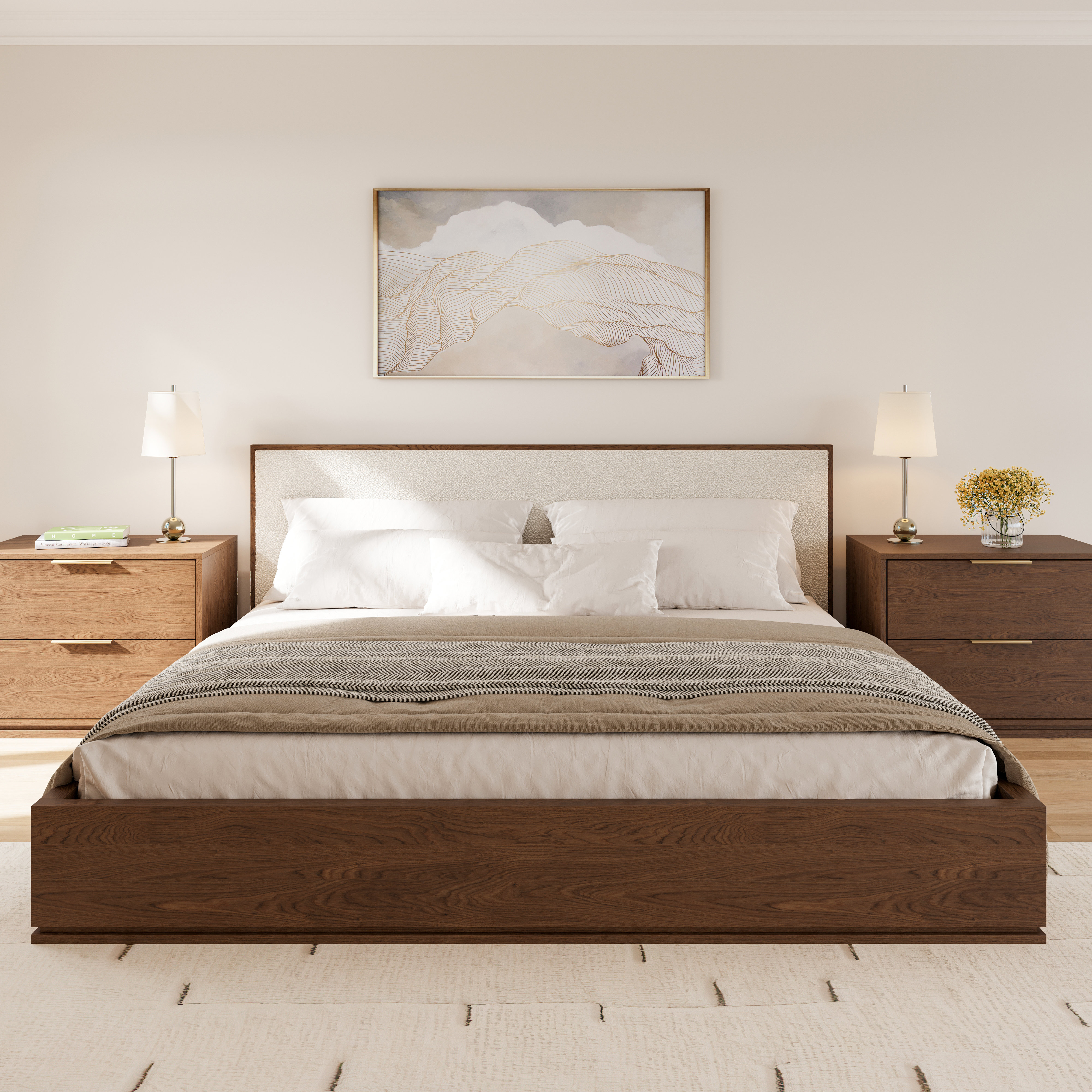 Latitude Run® Milano Boucle Headboard Bed & Reviews