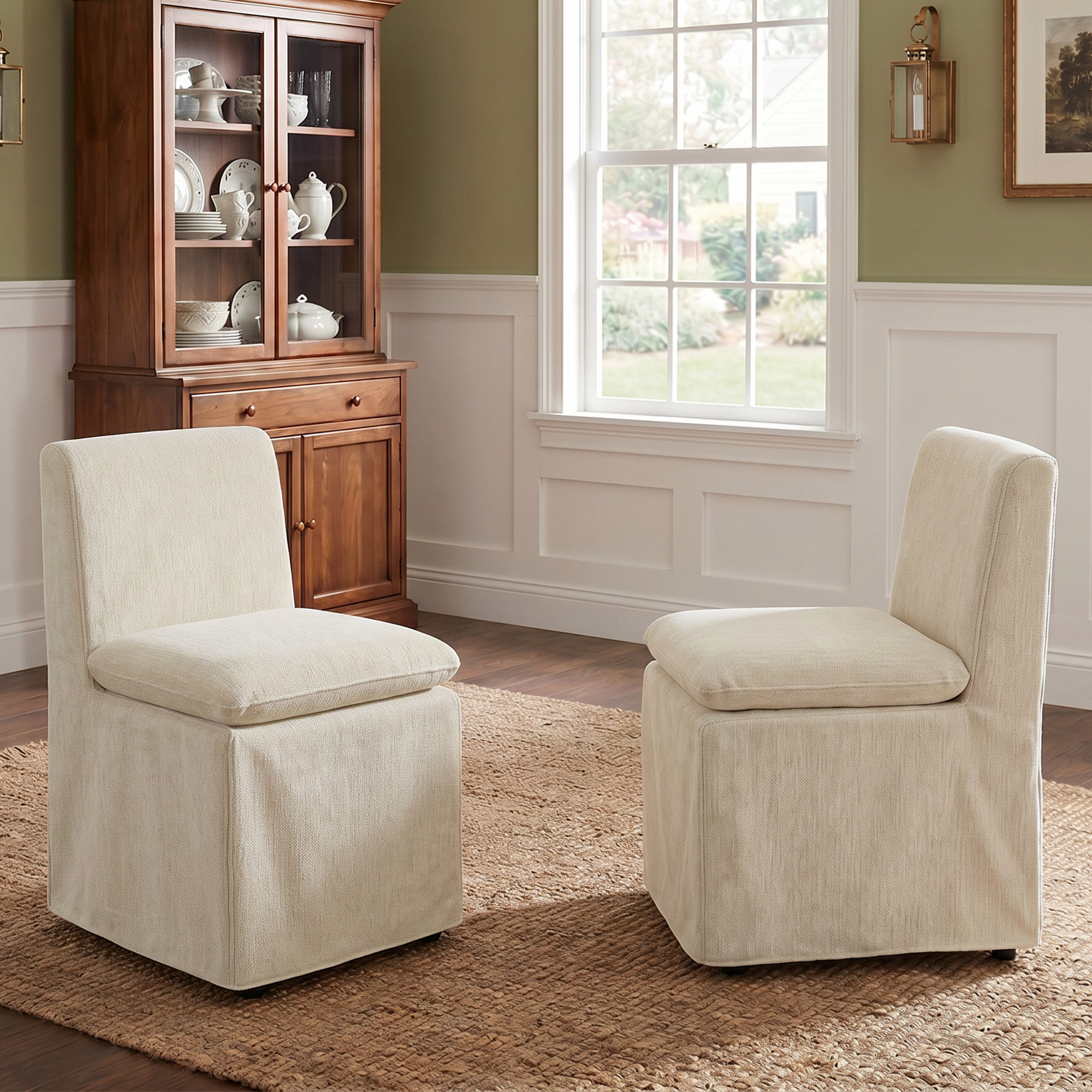 Latitude Run® Upholstered Dining Chair with Washable Slipcover & Casters
