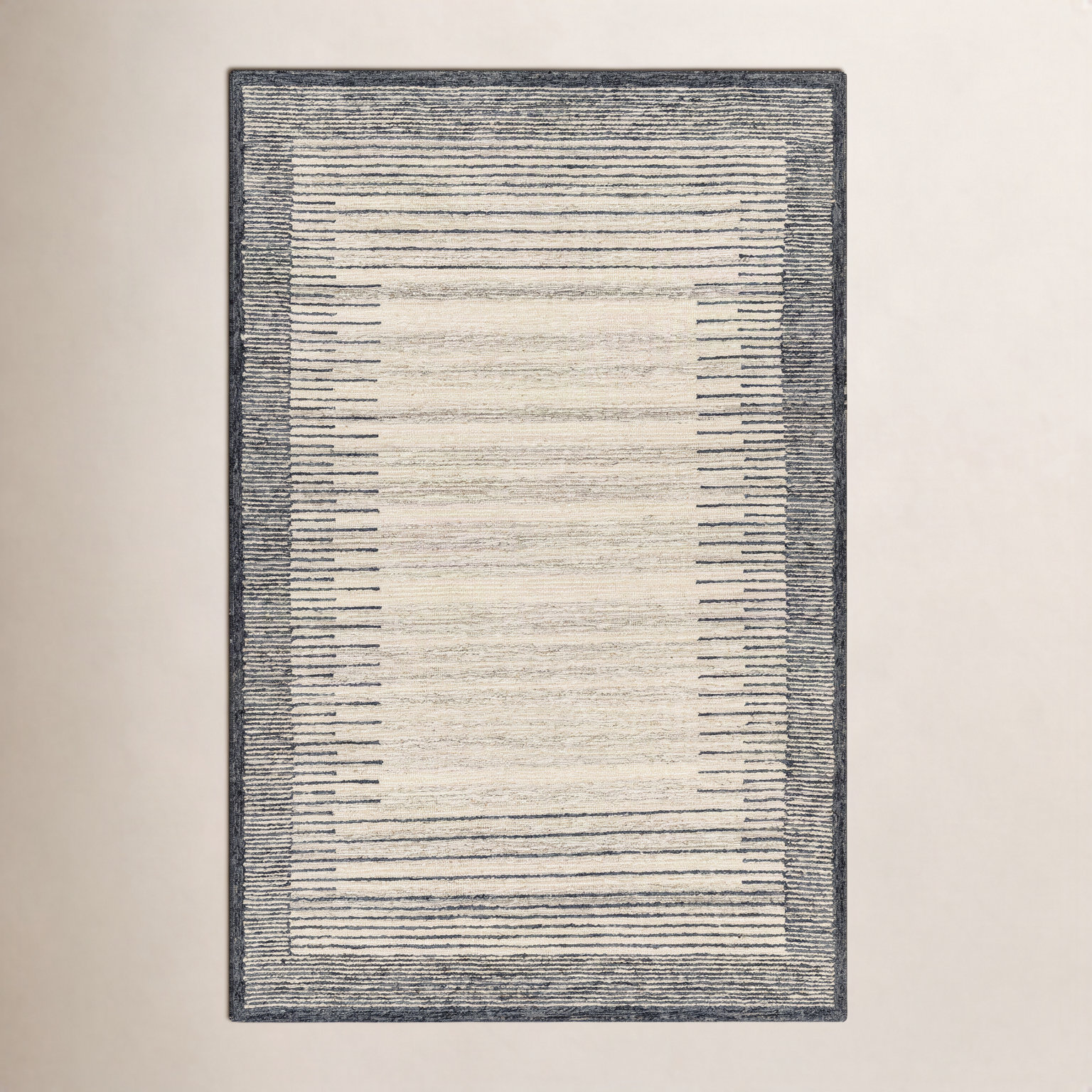 AllModern Rectangle Uptown Striped Handmade Hand Tufted Wool Area Rug in Beige/Gray & Reviews | Wayfair