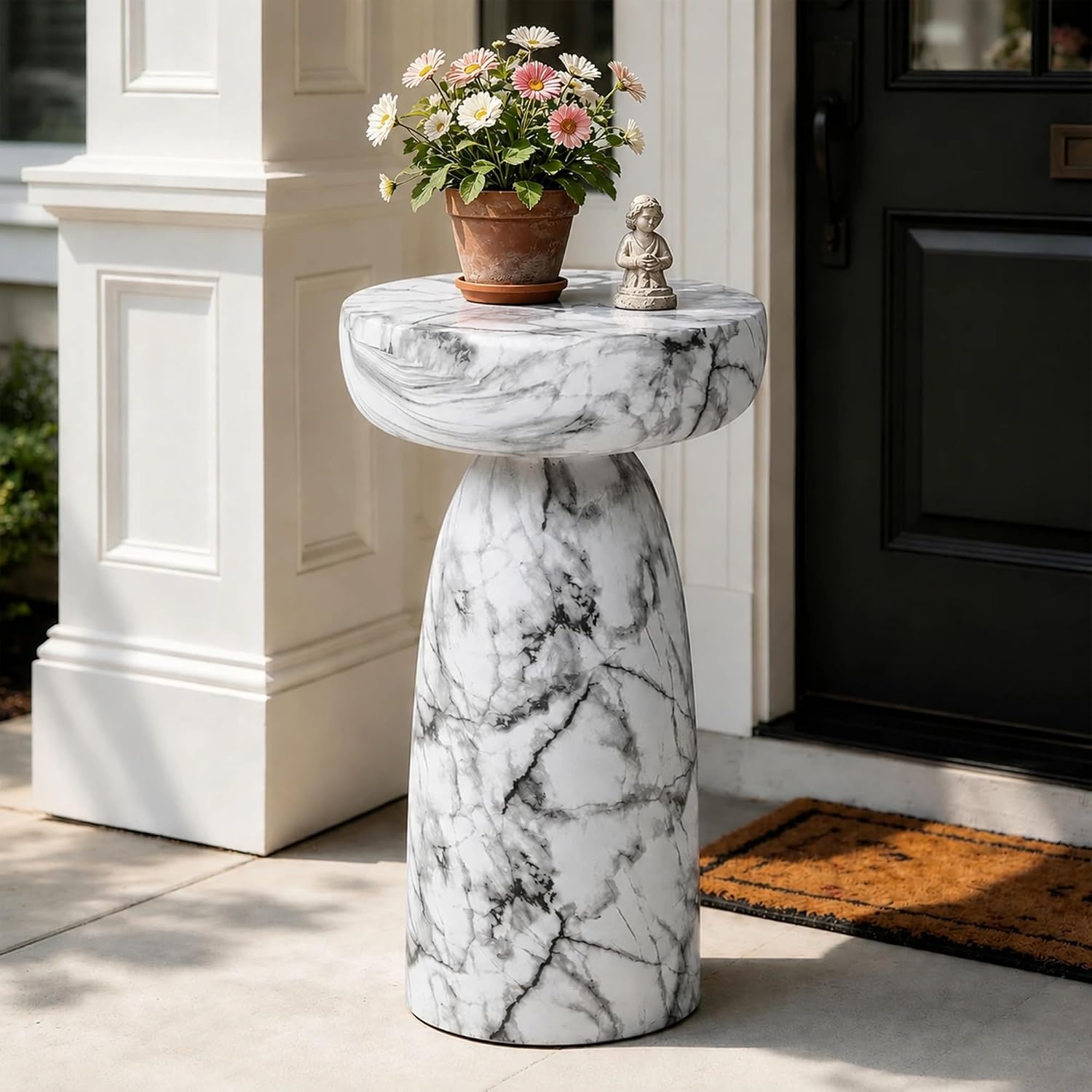 Amazon.com: Ultym Faux Marble Side Table, 24Inch Outdoor End Table Pedestal | Durable Decorative Coffee Table, Modern Drink Table for Living room, Patio or Balcony : Patio, Lawn & Garden
