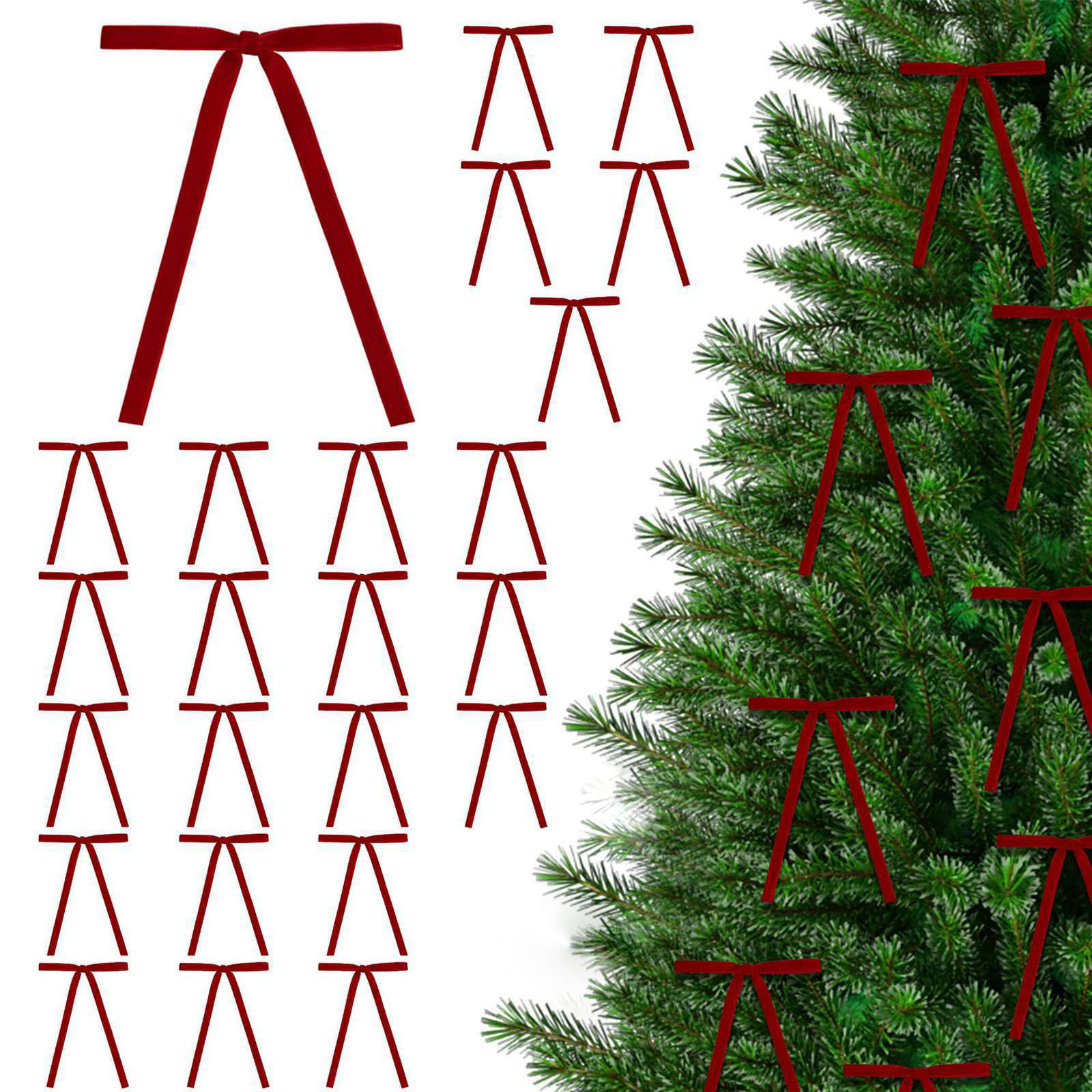 The Holiday Aisle® 24Pcs/Set Velvet Christmas Bows For Christmas Tree Velvet Ornament For Christmas Tree Rustic Crafts Gift Bows Velvet Ribbon Bows,Coffe Color | Wayfair