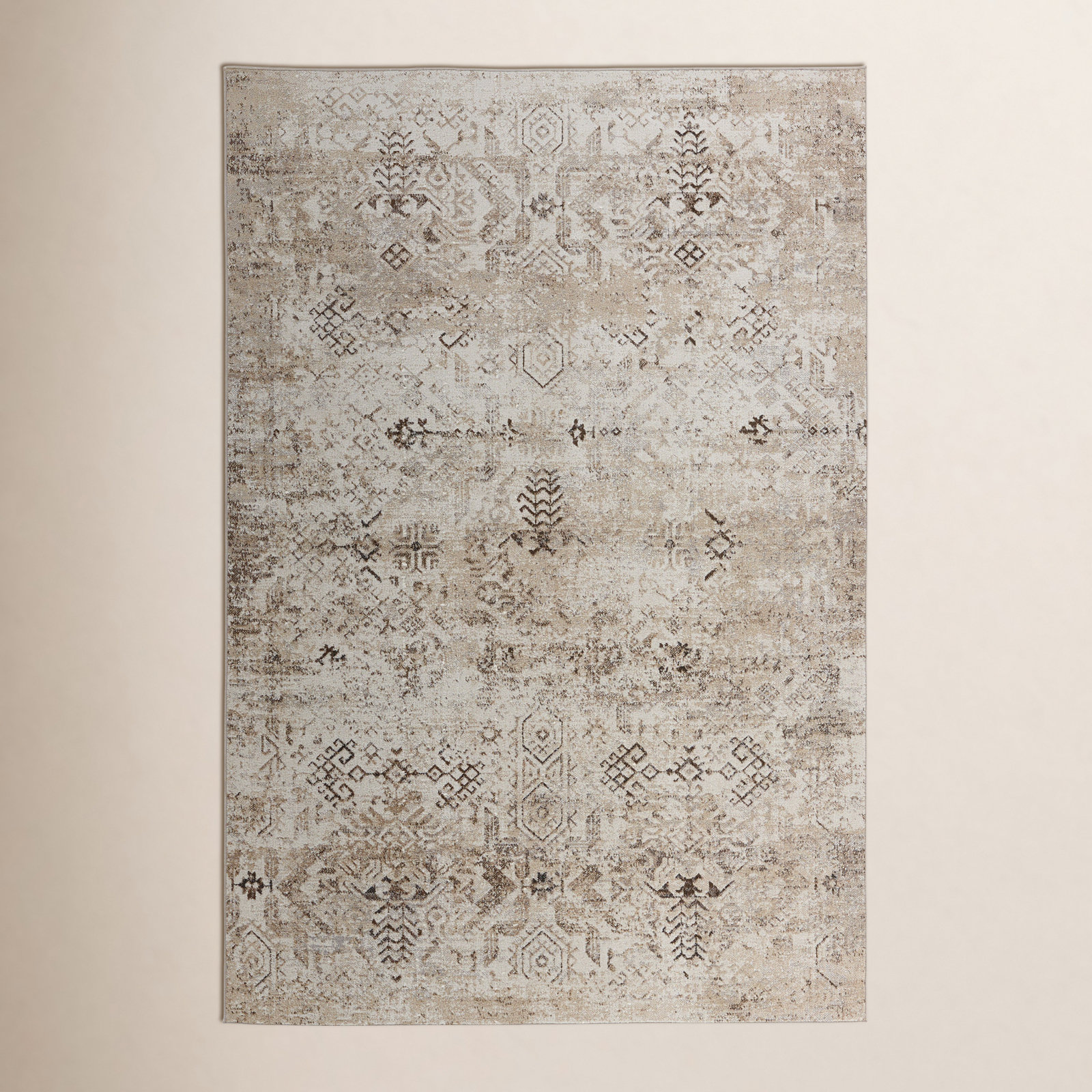 Birch Lane™ Phoebe Machine WashableGeometric Area Rug in Brown/ Cream & Reviews | Wayfair